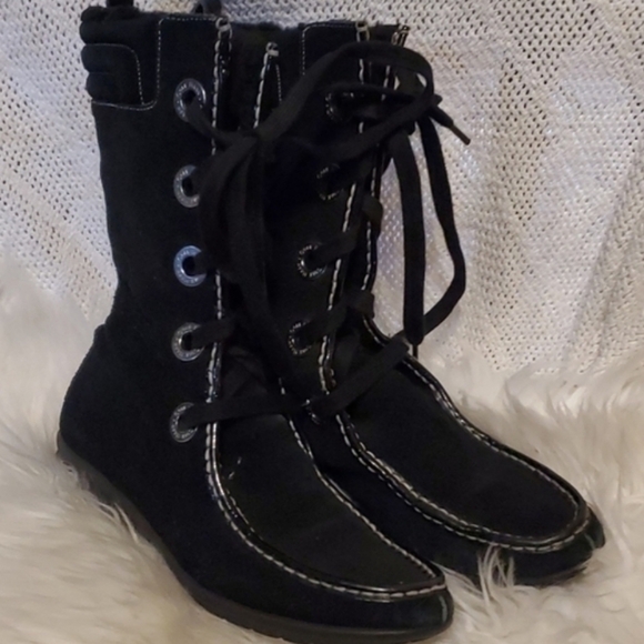 Cole Haan Black Waterproof Mardi Boots 7.5 - Picture 1 of 14